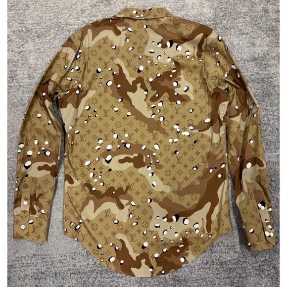 Louis Vuitton Desert Camo DNA Long Sleeve Logo Monogram Button Up Down Shirt S - Picture 12 of 16